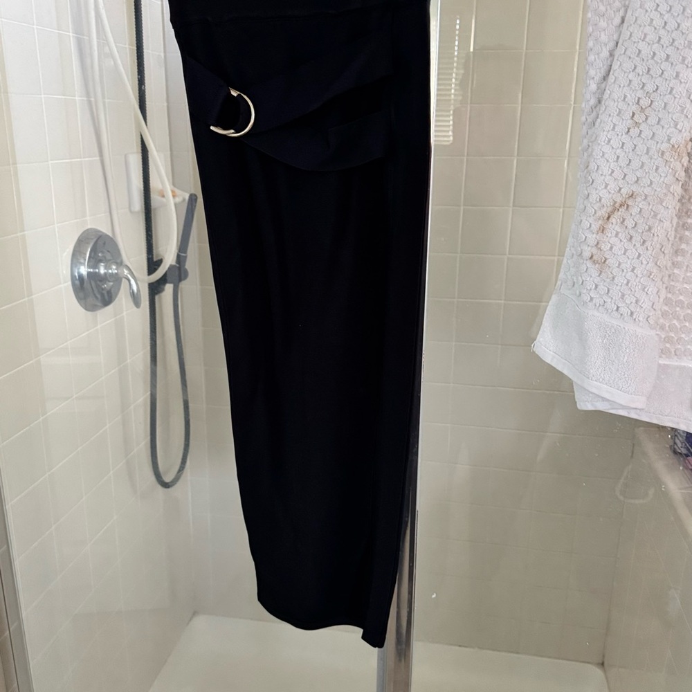 JLUXLABEL Black Maxi Pencil Skirt with Slit